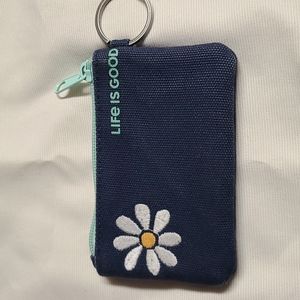 Life is Good Daisy wallet with key holder and ID slot. Blue